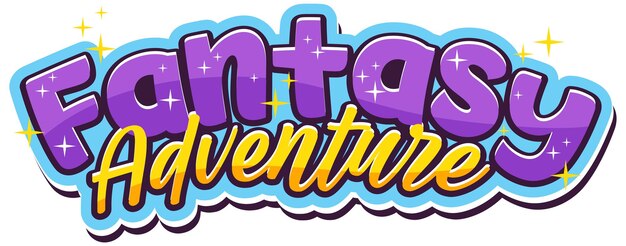 Palabra de texto de aventura de fantasía en estilo de dibujos animados