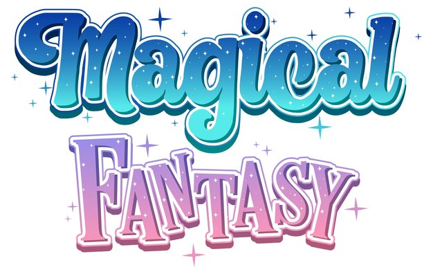 Palabra de texto de fantasía mágica en estilo de dibujos animados