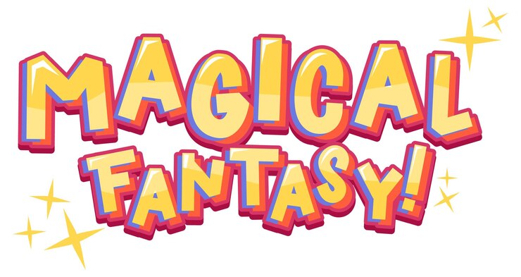 Vector gratuito palabra de texto de fantasía mágica en estilo de dibujos animados