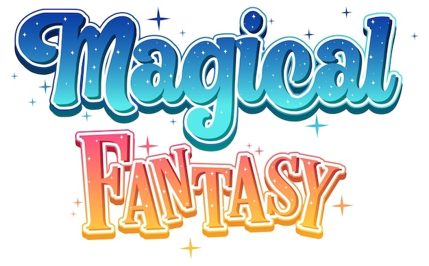 Palabra de texto de fantasía mágica en estilo de dibujos animados