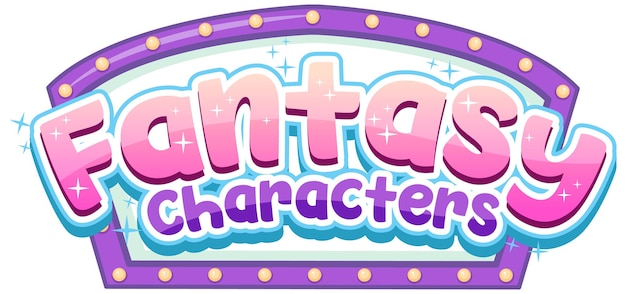 Vector gratuito palabra de texto de fantasy land con banner de luz retro