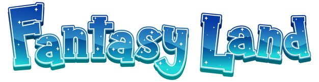 Palabra de texto de Fantasy Land con degradado azul