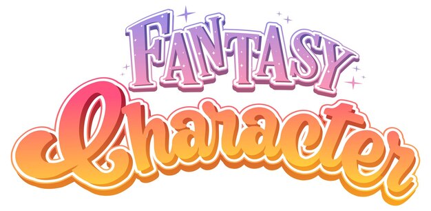 Palabra de texto de personaje de fantasía en estilo de dibujos animados