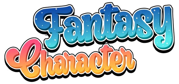 Palabra de texto de personajes de fantasía en estilo de dibujos animados