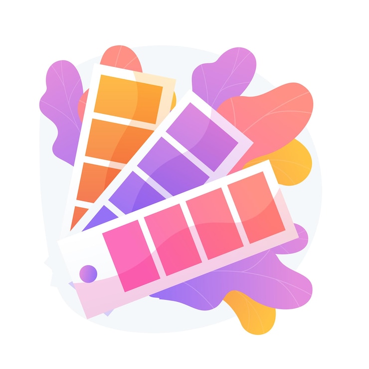 Vector gratuito paleta de muestras de colores. abanico de muestras de pintura, colores de diseño de interiores, escala de espectro. guía de diseñador gráfico aislado clipart sobre fondo blanco.