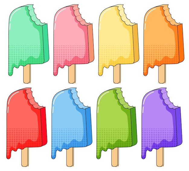 Vector gratuito paletas de diferentes sabores