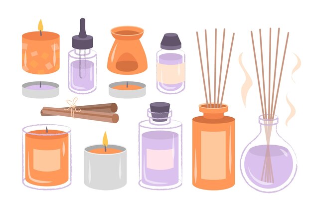 Palitos perfumados de aromaterapia dibujados a mano