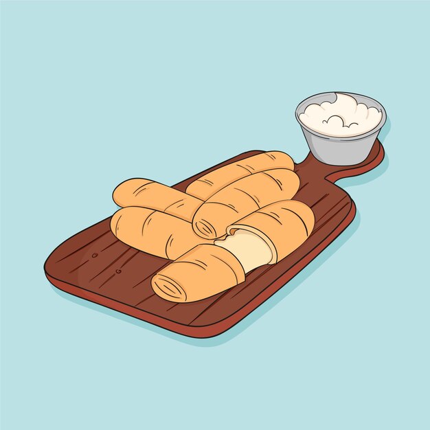 Palitos de tequeños dibujados ilustrados