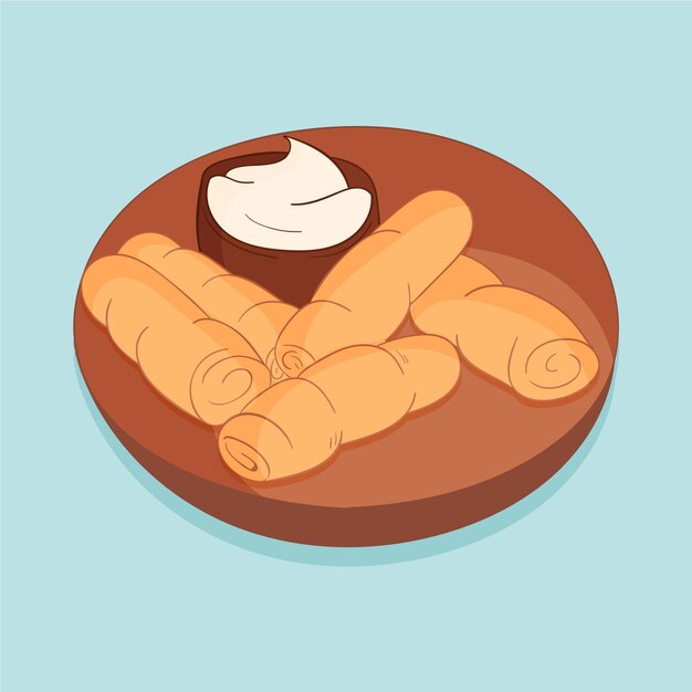 Palitos de tequeños dibujados a mano ilustrados