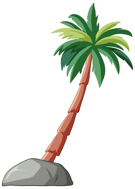 Vector gratuito palmera tropical en una roca