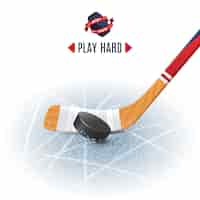 Vector gratuito palo de hockey y puck