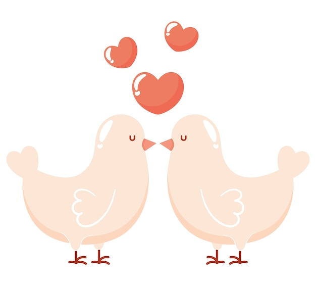 Vector gratuito palomas con corazones