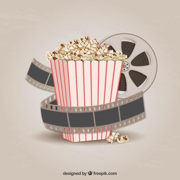 Palomitas de maíz y tira de película