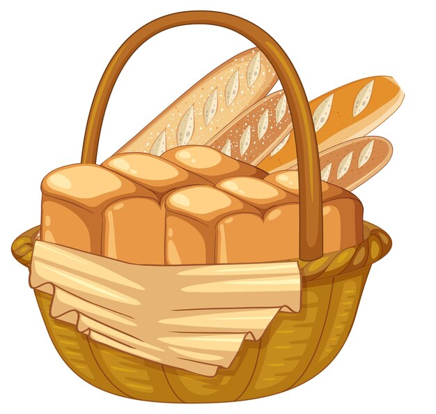 Pan baguette y brioche en cesta