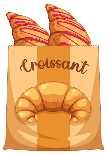 Vector gratuito pan croissant en bolsa de papel
