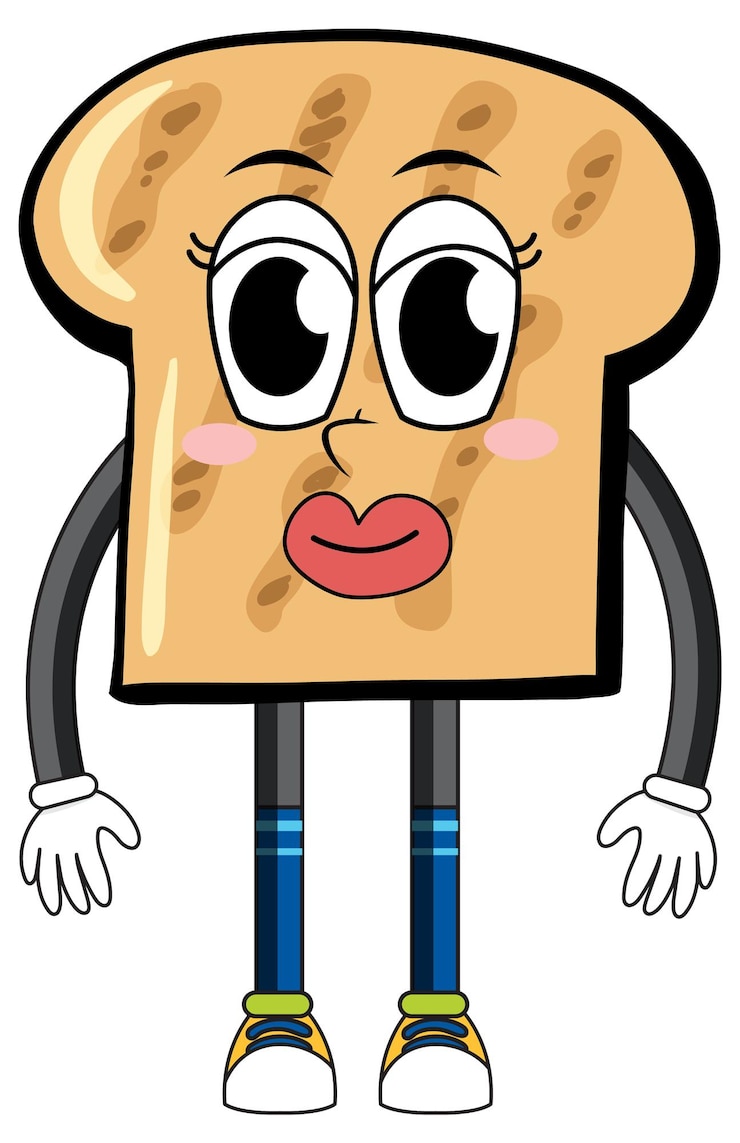Vector gratuito pan tostado con brazos y piernas