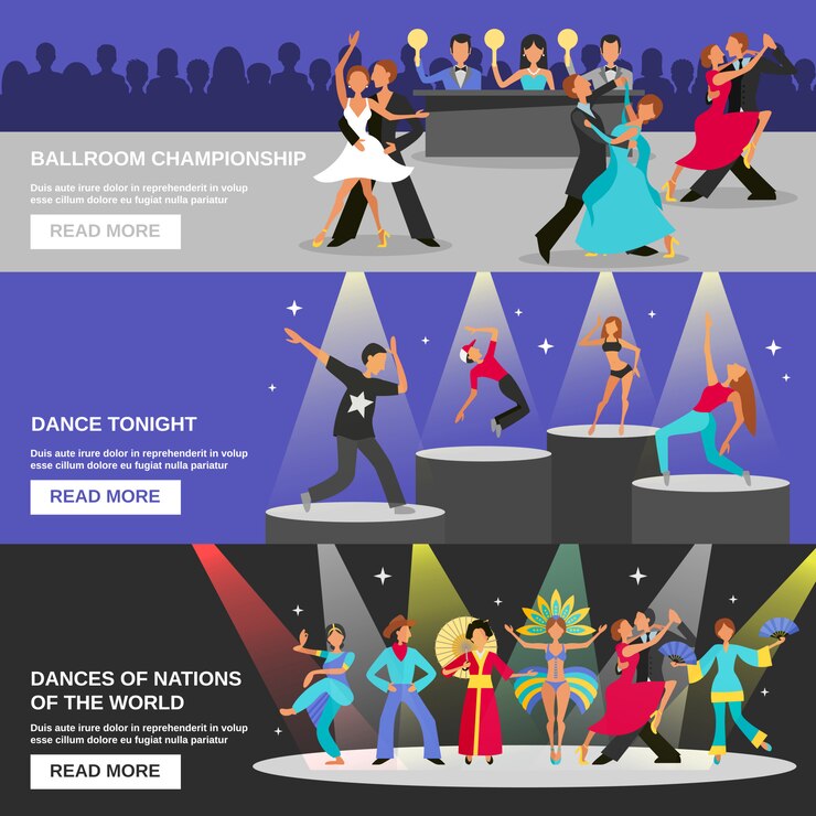 Vector gratuito pancarta de danza plana