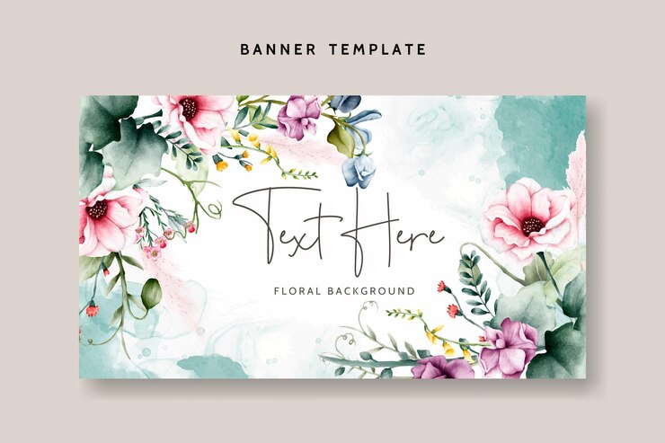 Una pancarta floral con un fondo floral.