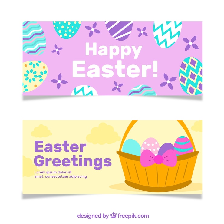 Vector gratuito las pancartas del día de pascua