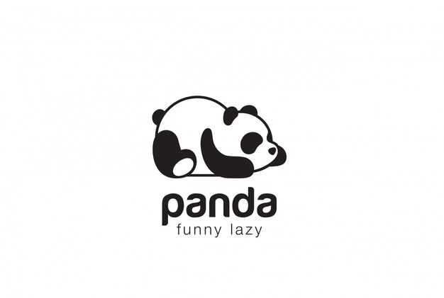 Panda bear silhouette Plantilla de diseño de logotipo. Icono de concepto de logotipo animal perezoso divertido.