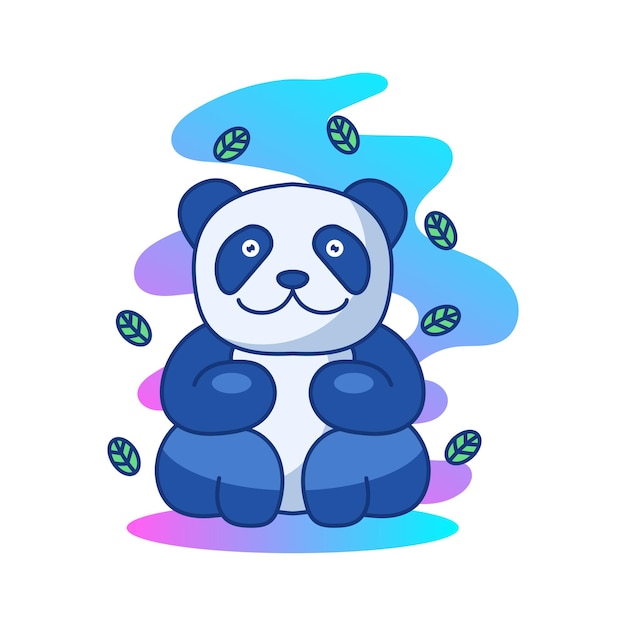 Vector gratuito panda linda ilustración mascota logotipo personaje