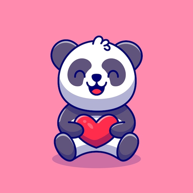 Panda lindo que sostiene el ejemplo del icono de la historieta del amor.