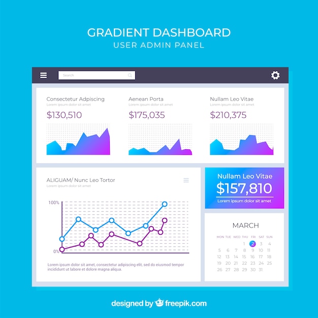 Vector gratuito panel de control de administrador con estilo de degradado