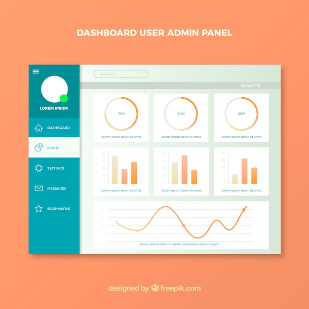 Vector gratuito panel de control de administrador con estilo de degradado