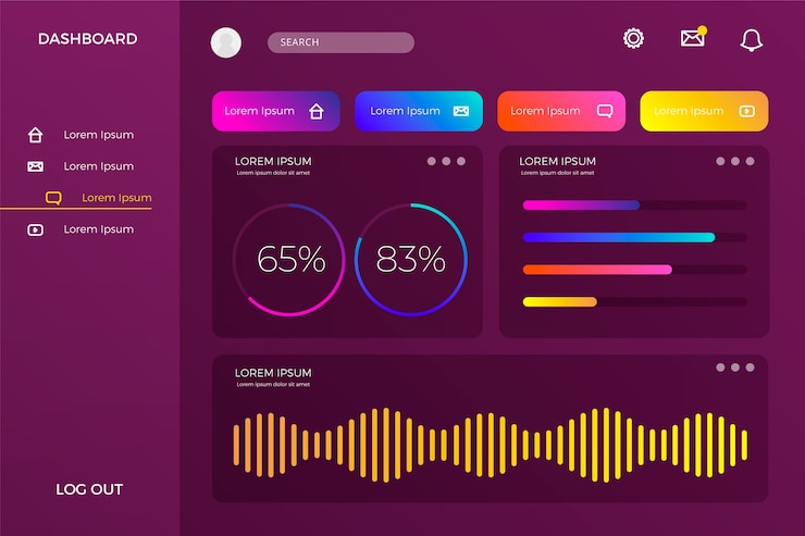 Vector gratuito panel de usuario de tablero profesional