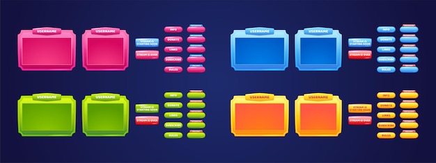 Paneles superpuestos y botones para transmisión de juegos en vivo