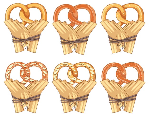 Panes de pretzel en cada bolsa de papel