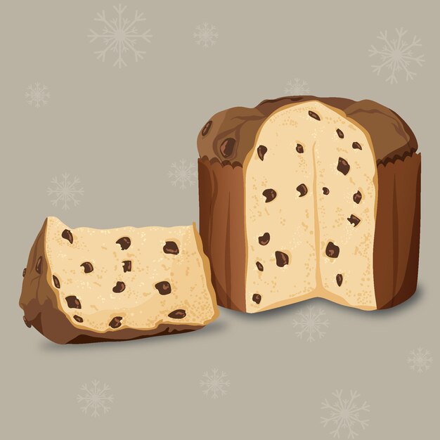 Panettone detallado en diseño plano