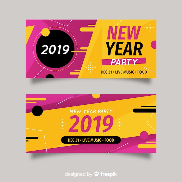 Vector gratuito panfleto de fiesta de año nuevo 2019