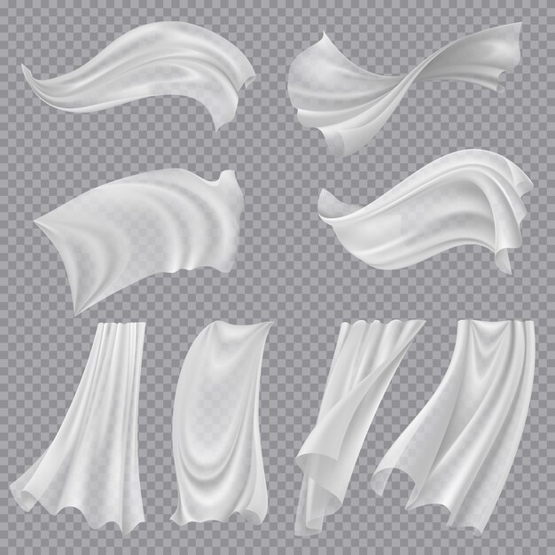 Paños Ondeando Realistas Sobre Fondo Transparente