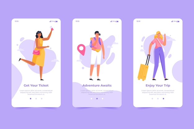 Pantalla de la aplicación de viajes incorporados