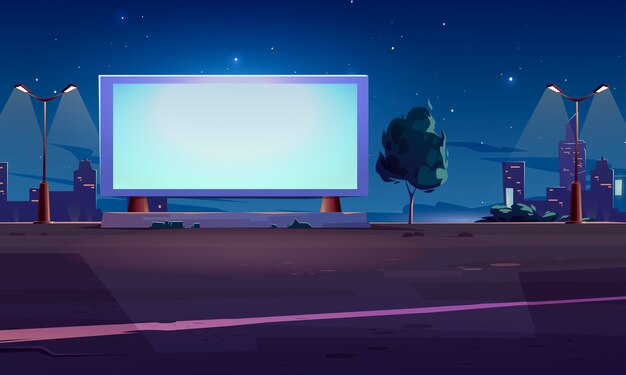 Pantalla de cartelera en blanco en la carretera, pantalla blanca