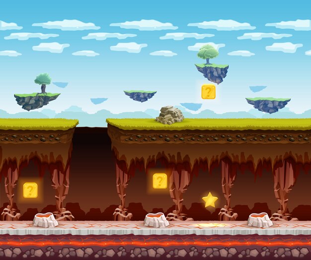Pantalla de dibujos animados de piso subterráneo juego electrónico