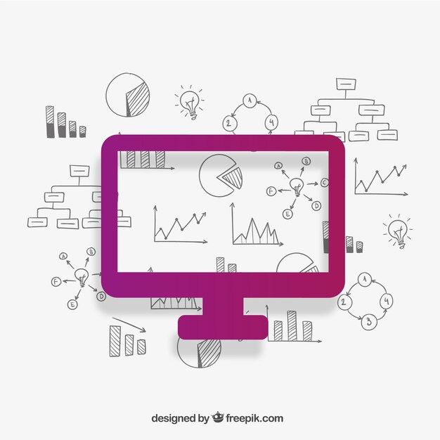 Pantalla de ordenador e iconos de negocio