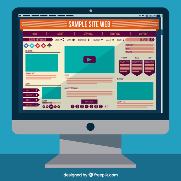 Pantalla con plantilla de página web