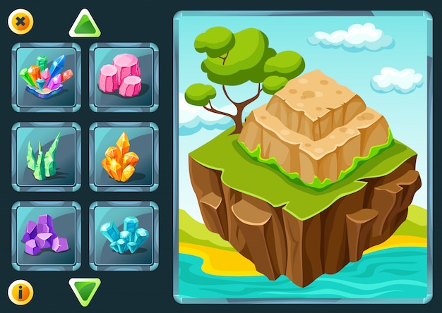 Vector gratuito pantalla de selección de nivel del juego de computadora