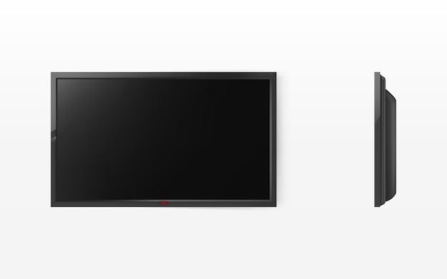 Vector gratuito pantalla de tv, panel lcd negro moderno para hdtv, pantalla panorámica