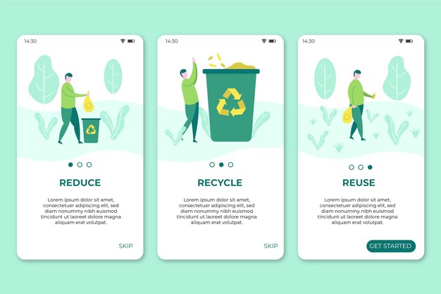 Pantallas de teléfonos móviles con aplicación de reciclaje