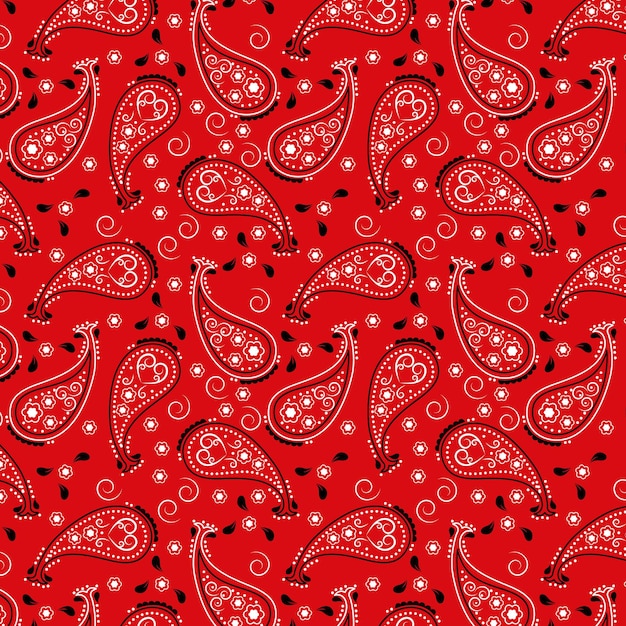 Vector gratuito pañuelo rojo paisley de patrones sin fisuras