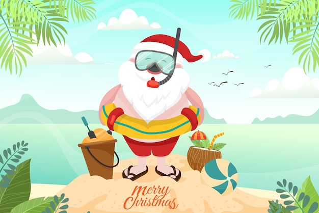 Papá Noel con anillo de natación