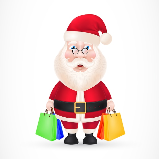 Papá Noel con bolsas de compras