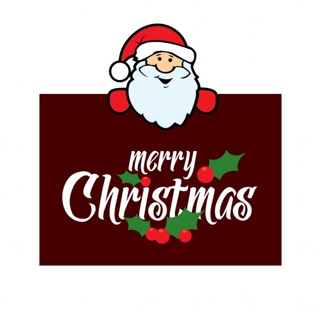 Papá noel con un cartel de navidad