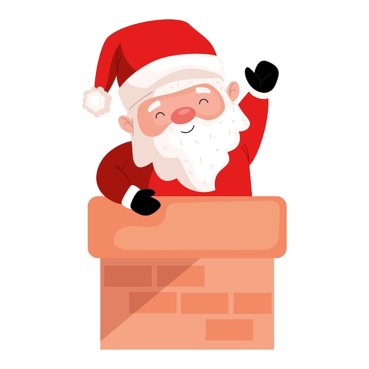 Vector gratuito papá noel en la chimenea