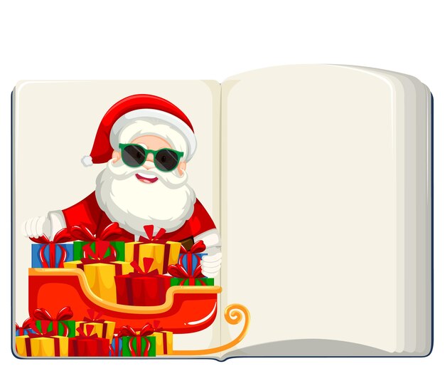 Papá Noel en libro en blanco abierto