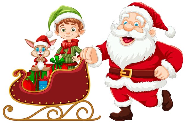 Papá Noel y sus ayudantes comparten regalos