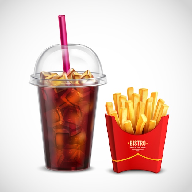 Vector gratuito papas fritas y coca cola